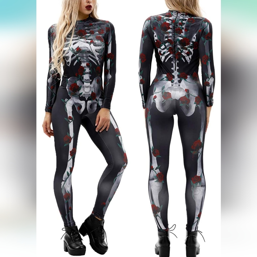 Womens skeleton rose costume L